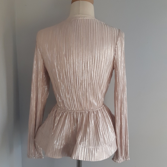 NWOT Luxxel WOMEN'S long sleeve blouse pink silver Size M - Picture 8 of 15